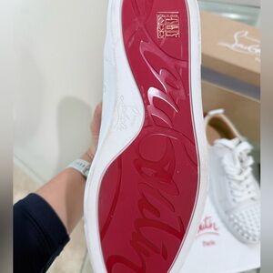 Christian Louboutin White and Red Sneakers